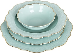Lucky Art Laurance New Bone China 24 Parça 6 Kişilik Yemek Takımı
