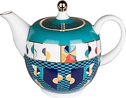 Lucky Art Leslie Bone Geometrik Desenli 1300 ml Porselen Demlik