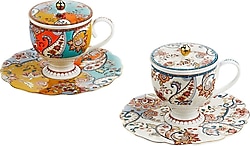 Lucky Art Paisley Bone 2 Kişilik Kapaklı Çay Fincan Takımı