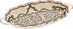 Lucky Art Velora Bone 27 cm Kulplu Oval Servis Tabağı