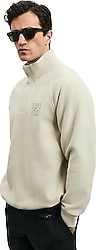 Lufian Hazel Yarım Fermuarlı Ekru Erkek Sweatshirt