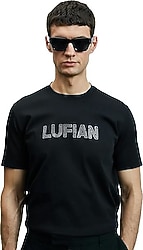 Lufian Think Modern Grafik Siyah Kısa Kollu Bisiklet Yaka Erkek Tişört