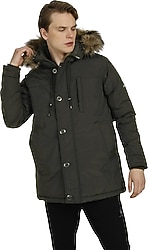 Lumberjack Freddy Coat Kapüşonlu Kürklü Haki Erkek Mont