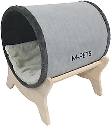 M-Pets Tunnel Elevated 47x47x26 cm Ahşap Ayaklı Gri Kedi Yatağı