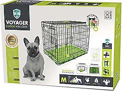 M-Pets Voyager 2 Kapılı Tekerlekli M 76x48x53 cm Köpek Kafesi