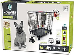M-Pets Voyager 2 Kapılı Tekerlekli M Siyah 76x48x53 cm Köpek Kafesi