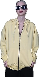 Madmext MG1900 Kapüşonlu Tam Fermuarlı Kadın Sweatshirt