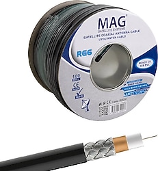 Mag RG6U6 100 m Bakır Cu/Cu Uydu Anten Kablosu