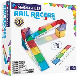 Magna-Tiles® Builder XL 50 Pezzi - Set Costruzioni Magnetiche Con Auto, Gru E Strade, Per Bambini 3+ Anni