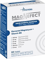 Magnefect 200 mg Elementel Magnezyum 60 Tablet
