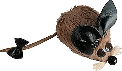Markapet 4.5x6-15 cm Bıyıklı Peluş Fare Kedi Oyuncağı -Taba