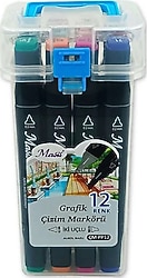 Masis ÇM-PP12 Çift Taraflı 12'li Grafik Çizim Marker Seti