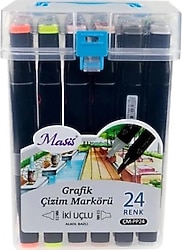 Masis ÇM-PP24 Çift Taraflı 24'lü Grafik Çizim Marker Seti