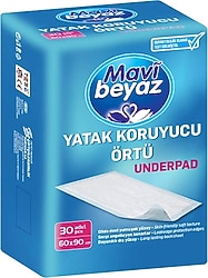 Mavi Beyaz Yatak Koruyucu Örtü 60x90 cm 30'lu