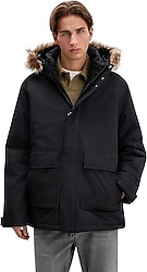 Mavi 0110472 Kapüşonlu Kürklü Erkek Parka