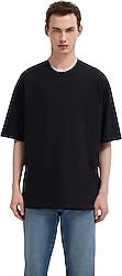 Mavi 0613113-900 Siyah Kısa Kollu Bisiklet Yaka Erkek Oversize Tişört