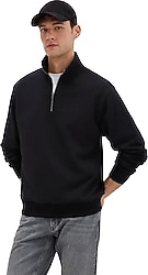 Mavi 0S10419-900 Yarım Fermuarlı Siyah Erkek Sweatshirt