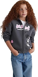 Mavi Kuromi Baskılı 7S10167 Kapüşonlu Tam Fermuarlı Çocuk Sweatshirt