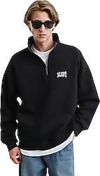 Mavi Logo Baskılı 0S10208 Yarım Fermuarlı Erkek Sweatshirt