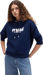 Mavi Logo Baskılı 168334-70488 Kapüşonlu Lacivert Kadın Sweatshirt