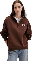 Mavi Logo Baskılı 1S10179 Yarım Fermuarlı Kadın Oversize Sweatshirt