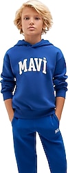 Mavi Logo Baskılı 6610110-70896 Kapüşonlu Saks Mavi Çocuk Sweatshirt