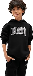Mavi Logo Baskılı 6610110-900 Kapüşonlu Siyah Çocuk Sweatshirt