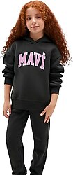 Mavi Logo Baskılı 7610035-70087 Kapüşonlu Antrasit Çocuk Sweatsirt