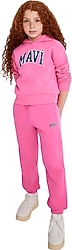 Mavi Logo Baskılı 7610035-70982 Kapüşonlu Pembe Çocuk Sweatshirt
