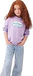 Mavi New York Baskılı 7S10063 Kapüşonlu Çocuk Sweatshirt
