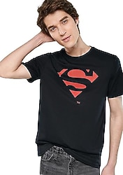 Mavi Superman Baskılı 066875 Kısa Kollu Bisiklet Yaka Erkek Tişört