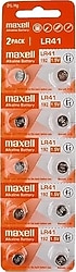 Maxell AG3 LR41 1.5V 10'lu Alkalin Düğme Pil