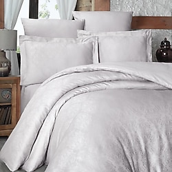 Maxstyle Ornament Jakarlı Saten Çift Kişilik Nevresim Takımı