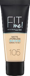 Maybelline Fit Me Matte + Poreless 105 Natural Ivory 30 ml Likit Fondöten