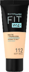Maybelline Fit Me Matte + Poreless 112 Soft Beige 30 ml Likit Fondöten