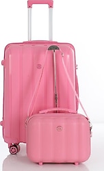Mçs V305 Polipropilen Pembe Orta + Makyaj Boy 2'li Valiz Seti