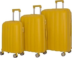 Mçs V305 Polipropilen Sarı Kabin + Orta + Büyük Boy 3'lü Valiz Seti