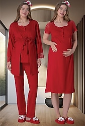 Mecit 6062 Sabahlıklı Gecelik Pijama Lohusa Set