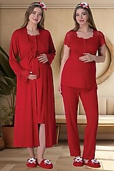 Mecit 6065 Uzun Sabahlıklı Lohusa Gecelik ve Pijama Seti