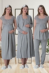 Mecit 6066 Sabahlıklı Lohusa Pijama ve Gecelik Seti