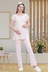 Mecit 6203 Sabahlıklı Pembe Lohusa Pijama Takımı