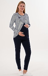 Mecit 6303 Likralı Spor Lacivert Hamile ve Lohusa Pijama Takımı