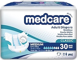 Medcare Classic Belbantlı Orta Boy M 30'lu 2 Adet Hasta Bezi