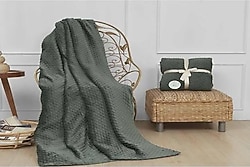 Merinos Pearl Tomurcuk Haki 200x220 cm Çift Kişilik Battaniye