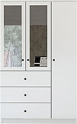 Metalia Ece Lüx Gm 310 Düğme Kulplu Aynalı 3 Çekmeceli 3 Kapaklı Gardırop