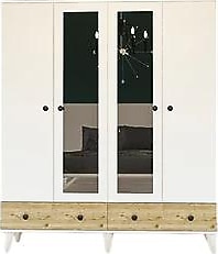 Metalia Gm 417 Düğme Kulplu 2 Çekmeceli 4 Kapaklı Gardırop