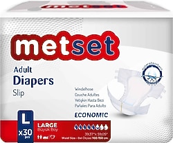 Metset Belbantlı Büyük Boy L 30'lu 8 Adet Hasta Bezi