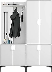 Mezza Royal 5020-5030 Beyaz Askılıklı 6 Kapaklı Sol Aynalı Portmanto
