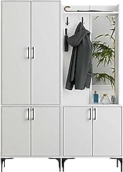 Mezza Royal 5030-5010 Beyaz Askılıklı 6 Kapaklı Sağ Aynalı Portmanto