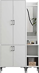 Mezza Royal 5030-5040 Beyaz Raflı Askılıklı 4 Kapaklı Sağ Aynalı Portmanto